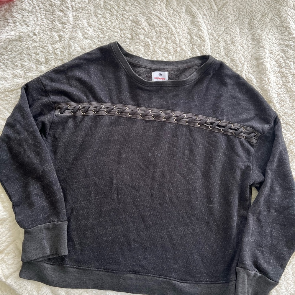 Sundry lace up karma sweater
